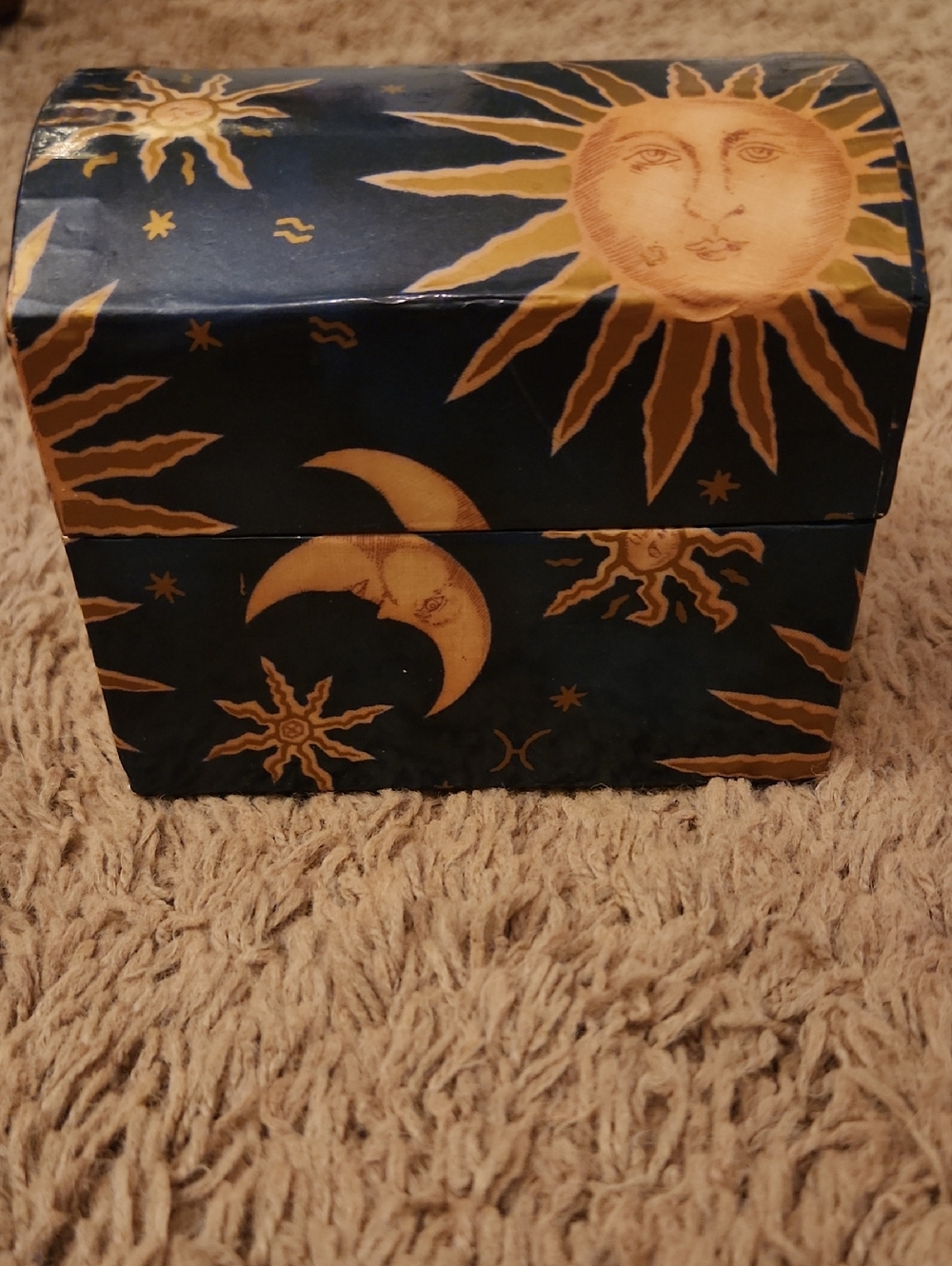 Vintage 90s Celestial Sun & Moon Treasure Box/Jewelry Trunk - Whimsical Decor - Picture 2 of 8
